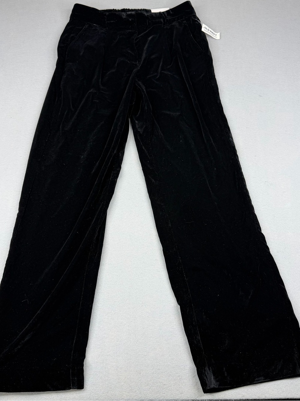 NWT Old Navy Taylor Wide Leg Velvet Trousers Black Extra High Rise S
